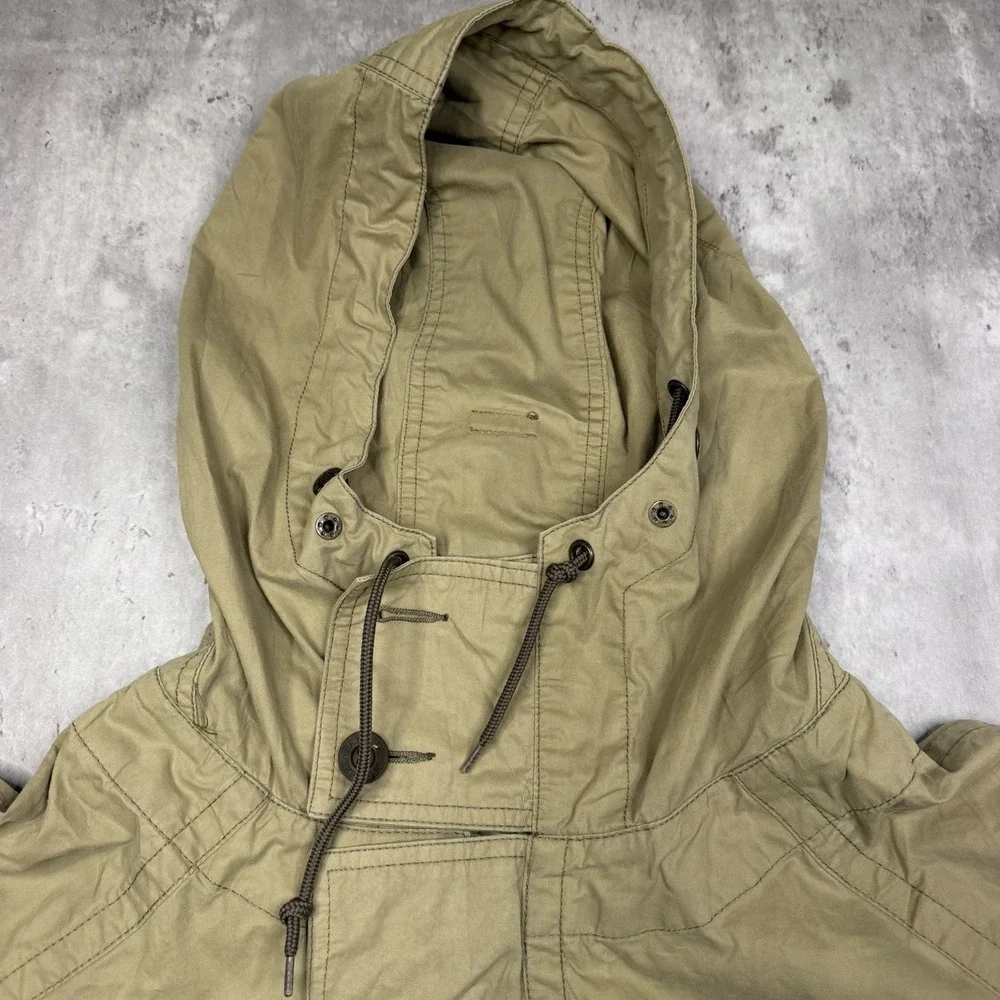 Vintage Banana Republic Safari Travel Parka Jacket Zip Hood Mens L 80's Zip Up